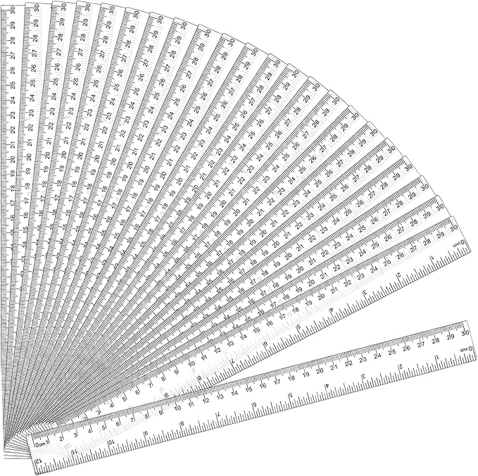 32 Pack Clear Plastic Ruler 12 Inch, Rulers Bulk for Classroom, Transparent Ruler with Centimeters and Inches, Metric Rulers for Kids, Ideal Back to School Office Home Supplies