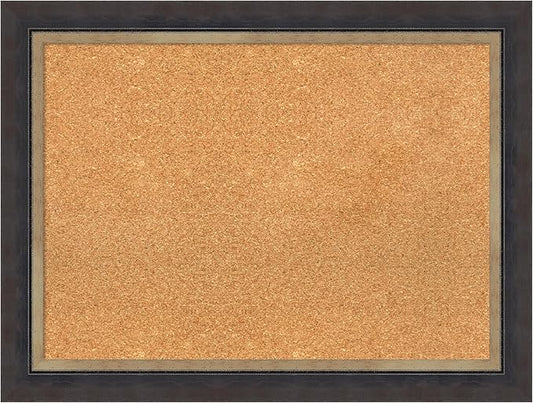 Amanti Art Natural Cork Board for Wall, 25x33 Vision Board with Black Wood Frame, Medium Corkboard Office Decor for Home Organization, Casual Corkboard Pinboard to display items for home organization
