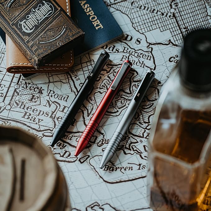 Everyman Grafton Mini Twist Refillable 0.7mm Ball Point Pen Gunmetal | Sleek Anodized Aluminum Pocket Pen with Grooved Grip | Smooth Writing EDC Ink Pen for Office, Travel, Work & Gifting