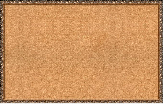 Amanti Art Natural Cork Board for Wall, 28x44 Vision Board with Bronze Frame, Oversize Corkboard Office Decor for Home Organization, Traditional Corkboard Pinboard to Display Items for Home