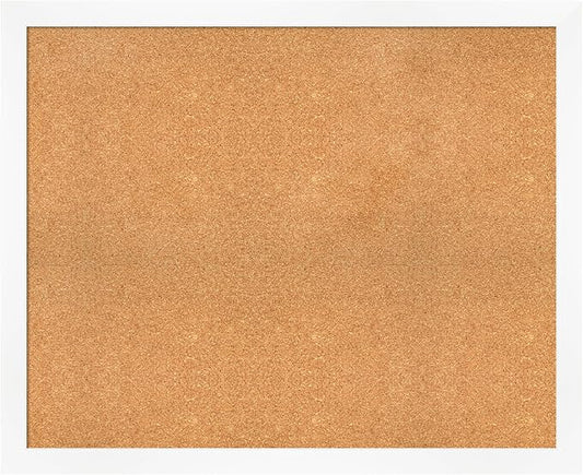 Amanti Art Natural Cork Board for Wall, 35x43 Vision Board with White Frame, X-Large Corkboard Office Decor for Home Organization, Modern Corkboard Pinboard to Display Items for Home Organization in