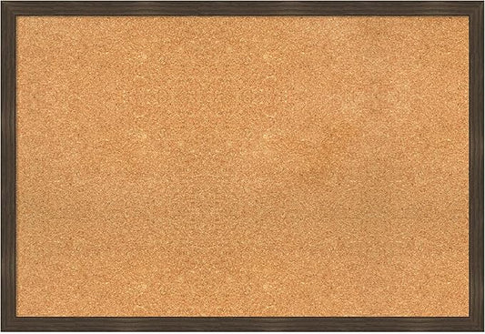 Amanti Art Natural Cork Board for Wall, 26x38 Vision Board with Brown Wood Frame, Large Corkboard Office Decor for Home Organization, Casual Corkboard Pinboard to display items for home organization