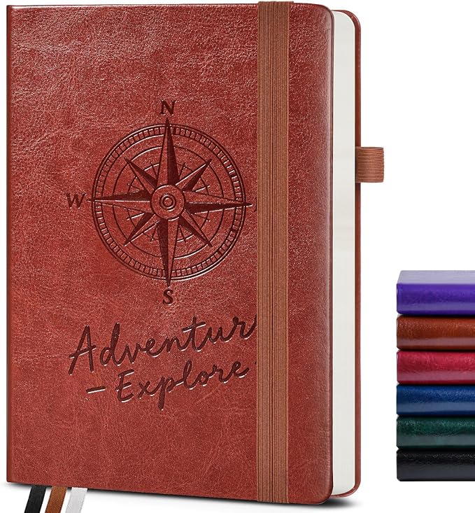 Blank Journal Notebook for Women Men,160 Pages,Inner Pocket,A5 Hardcover Sketchbook for Drawing, Sketch book, Unlined Notebooks for School,Work,Travel Journals for Writing 5.8"x8.5" (Brown)