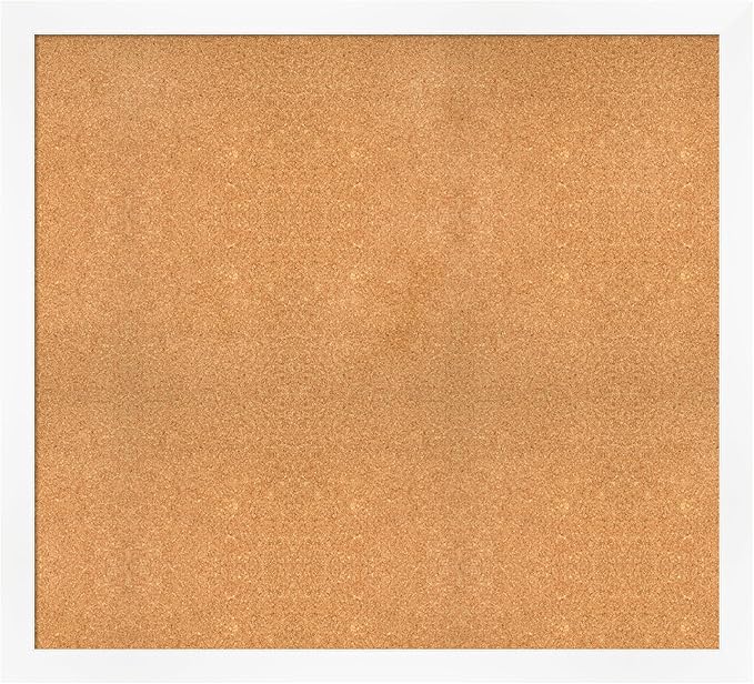 Amanti Art Natural Cork Board for Wall, 39x43 Vision Board with White Frame, Oversize Corkboard Office Decor for Home Organization, Modern Corkboard Pinboard to Display Items for Home Organization in