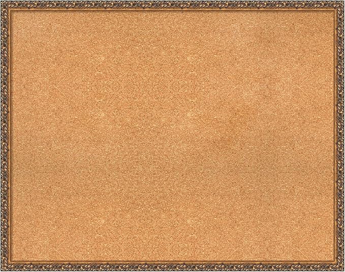 Amanti Art Natural Cork Board for Wall, 30x38 Vision Board with Bronze Frame, Large Corkboard Office Decor for Home Organization, Traditional Corkboard Pinboard to Display Items for Home Organization
