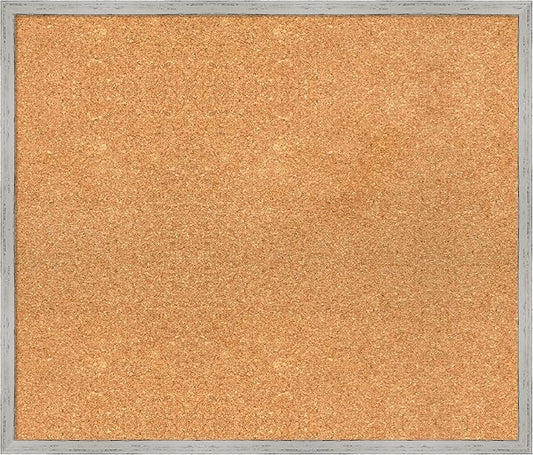 Amanti Art Natural Cork Board for Wall, 23x27 Vision Board with White Frame, Medium Corkboard Office Decor for Home Organization, Cottage Corkboard Pinboard to Display Items for Home Organization in