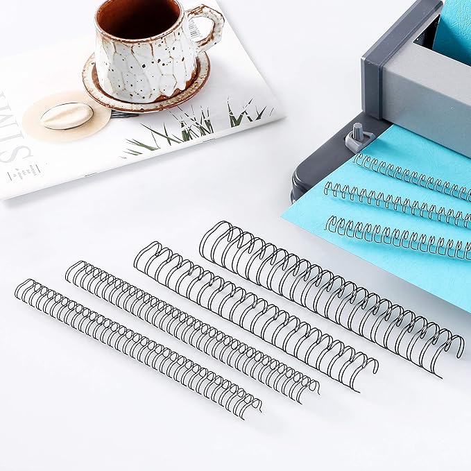 BNC Double Loop Wire Binding Rings Letter Size 3:1 Loops 32 Holes Black Color Pack of 100 (1/4 Inches)