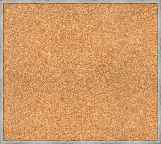 Amanti Art Natural Cork Board for Wall, 33x37 Vision Board with White Frame, X-Large Corkboard Office Decor for Home Organization, Cottage Corkboard Pinboard to Display Items for Home Organization in