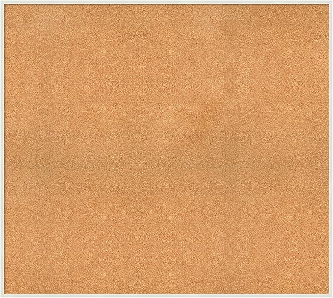 Amanti Art Natural Cork Board for Wall, 35x39 Vision Board with White Frame, Oversize Corkboard Office Decor for Home Organization, Modern Corkboard Pinboard to Display Items for Home Organization in