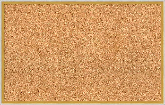 Amanti Art Natural Cork Board for Wall, 21x33 Vision Board with White Frame, Large Corkboard Office Decor for Home Organization, Modern Corkboard Pinboard to Display Items for Home Organization in