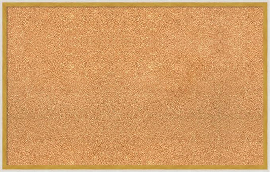 Amanti Art Natural Cork Board for Wall, 21x33 Vision Board with White Frame, Large Corkboard Office Decor for Home Organization, Modern Corkboard Pinboard to Display Items for Home Organization in