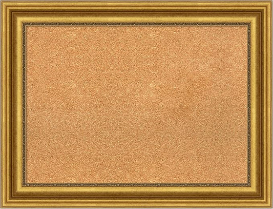 Amanti Art Natural Cork Board for Wall, 26x34 Vision Board with Gold Frame, Medium Corkboard Office Decor for Home Organization, Traditional Corkboard Pinboard to display items for home organization
