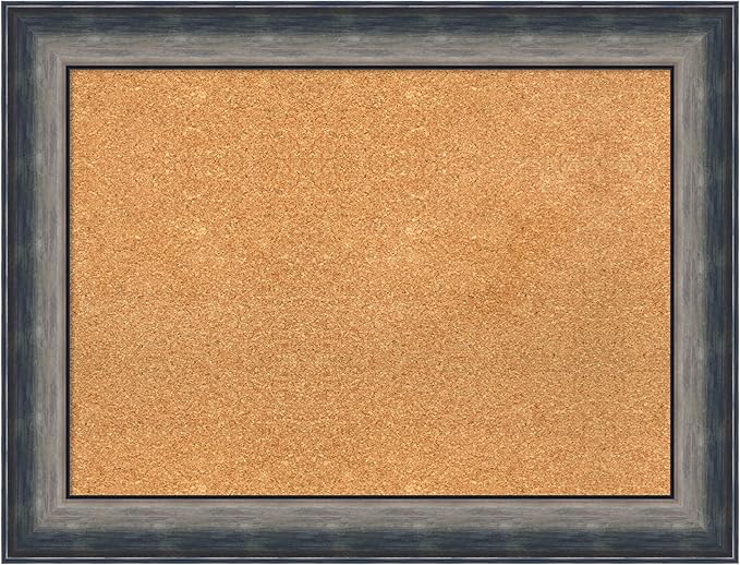 Amanti Art Natural Cork Board for Wall, 26x34 Vision Board with Silver Wood Frame, Medium Corkboard Office Decor for Home Organization, Casual Corkboard Pinboard to Display Items for Home
