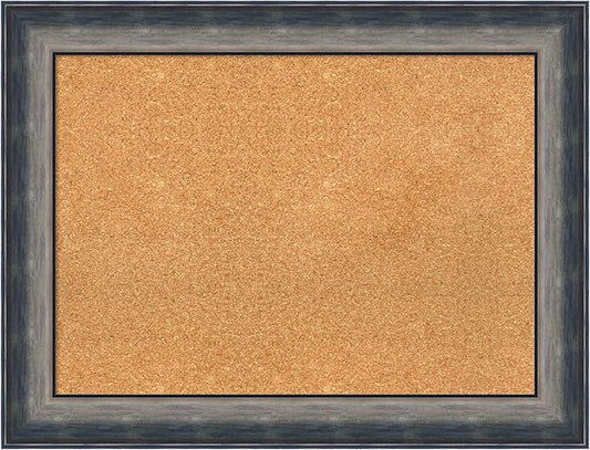 Amanti Art Natural Cork Board for Wall, 26x34 Vision Board with Silver Wood Frame, Medium Corkboard Office Decor for Home Organization, Casual Corkboard Pinboard to Display Items for Home