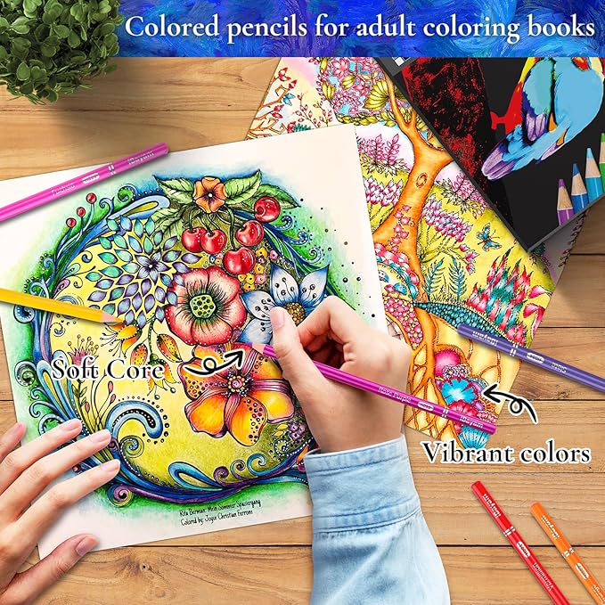 iBayam 72 Colors Colored Pencils for Adults Relaxation Coloring Books, Back to School Supplies for Kids Teens, Drawing Sketching Doodling Pencils, Stationery Art Kits for Preppy School Classroom Gift