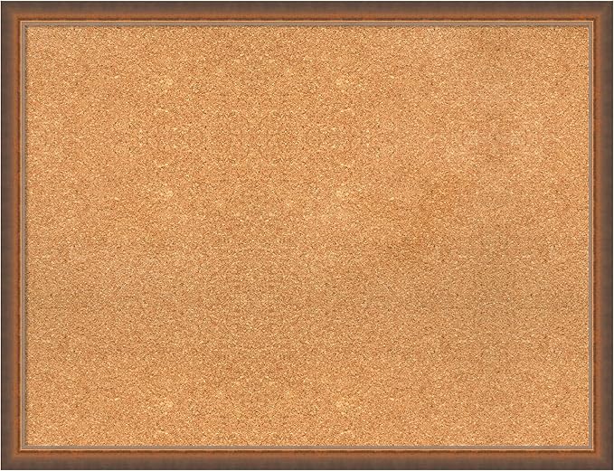 Amanti Art Natural Cork Board for Wall, 26x34 Vision Board with Bronze Frame, Large Corkboard Office Decor for Home Organization, Modern Corkboard Pinboard to Display Items for Home Organization in