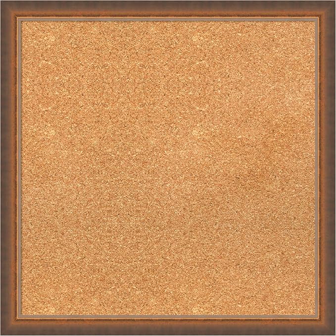 Amanti Art Natural Cork Board for Wall, 22x22 Vision Board with Bronze Frame, Medium Corkboard Office Decor for Home Organization, Modern Corkboard Pinboard to Display Items for Home Organization in