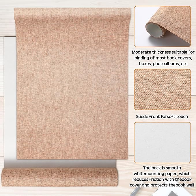 4 Pcs Book Cloth Bookcover Fabric Surface with Paper Backed Binding Cloth Fabric Book Cover for Scrapbooking Album DIY Craft Supplies Home, 4 Colors(Classic Color,40 x 16 Inches)