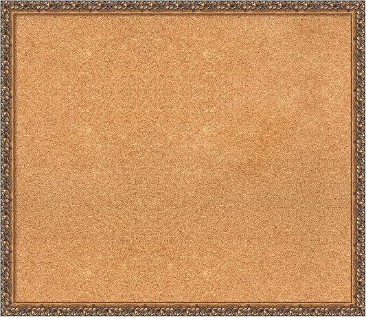 Amanti Art Natural Cork Board for Wall, 26x30 Vision Board with Bronze Frame, Large Corkboard Office Decor for Home Organization, Traditional Corkboard Pinboard to Display Items for Home Organization