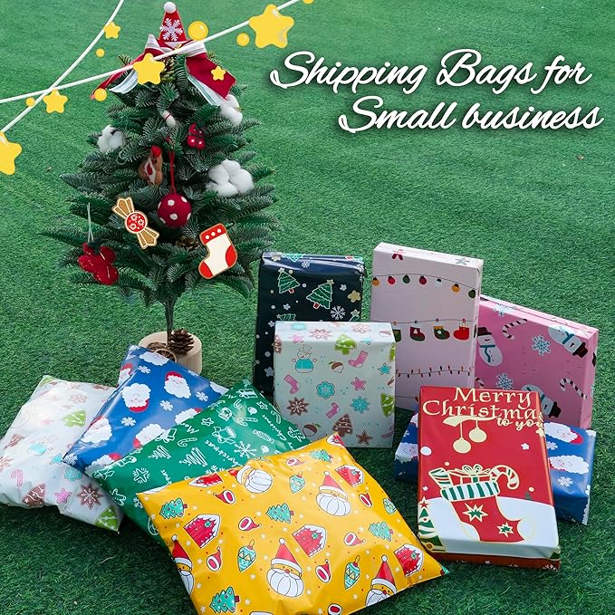 Christmas Poly Mailer 10x13 Inch 25 Pcs, Waterproof Shipping Bags for Clothing, Tear-Resistant Mailier, Strong Mailing With Self-Seal - Santa Claus Printed