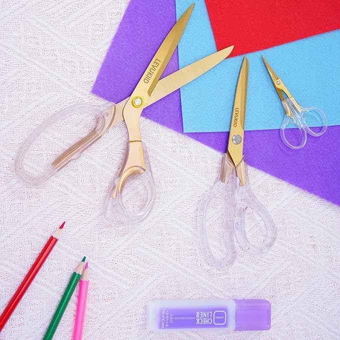 9 Inch All Purpose Scissors for Adults - Ins Style Clear Handle, 2Cr13 Stainless Steel Sharp Blade - Ideal for Fabric Crafts, Tailor's Shears - All-Purpose Fabric Scissors, Crafting & Office