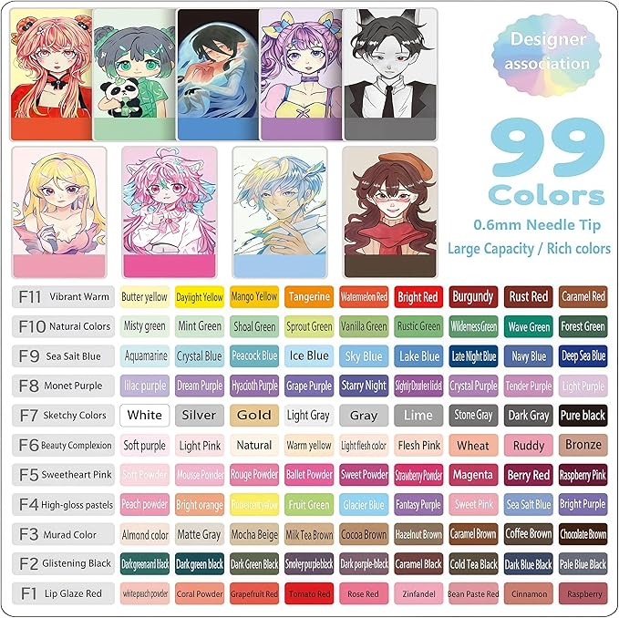 Colored Gel Pens Set, 0.6mm Fine Point for Black & White Paper, Cute Pens for Journaling, Adult Coloring Books, Bible, Drawing, Note Taking, School & Journaling Supplies (99 Luxury Colors)