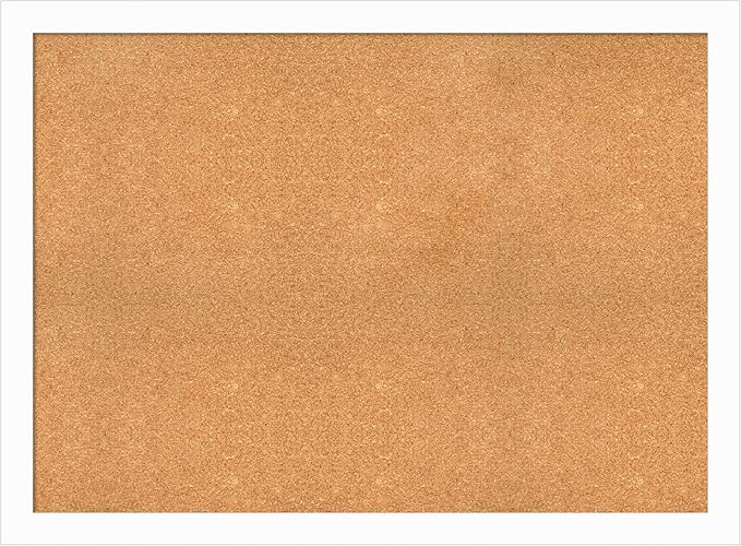 Amanti Art Natural Cork Board for Wall, 33x45 Vision Board with White Frame, Oversize Corkboard Office Decor for Home Organization, Casual Corkboard Pinboard to Display Items for Home Organization in