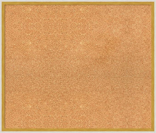Amanti Art Natural Cork Board for Wall, 23x27 Vision Board with White Frame, Medium Corkboard Office Decor for Home Organization, Modern Corkboard Pinboard to Display Items for Home Organization in