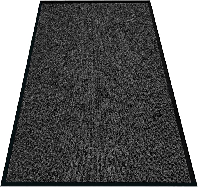 Front Door Mat, 3' x 5' Extra Large Commercial Industrial Rug Heavy Duty Outdoor Indoor Entryway Doormat Low Profile Welcome Entry Door Mat Non Slip Backing for Entrance Home Office,Black