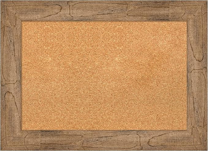 Amanti Art Natural Cork Board for Wall, 22x30 Vision Board with Brown Wood Frame, Medium Corkboard Office Decor for Home Organization, Country Rustic Corkboard Pinboard to Display Items for Home