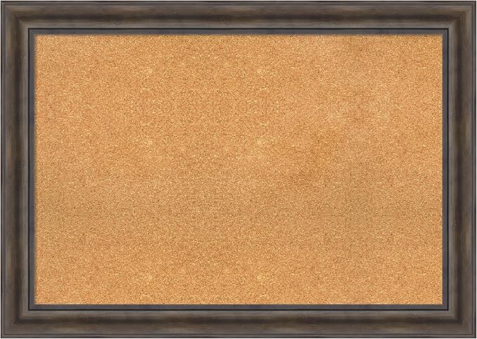 Amanti Art Natural Cork Board for Wall, 29x41 Vision Board with Brown Wood Frame, Large Corkboard Office Decor for Home Organization, Rustic Farmhouse Corkboard Pinboard to display items for home