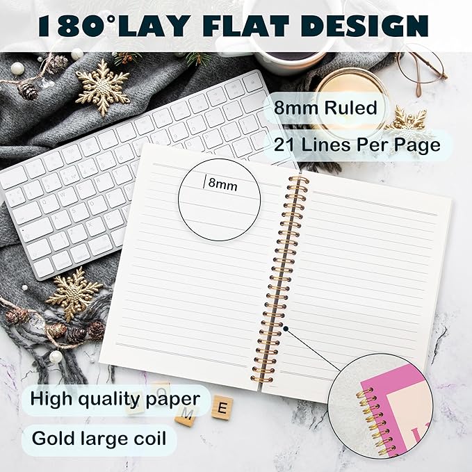 BearCake Preppy Pink Notebook, Pink Journal, Pink Office Supplies, Pink Aesthetic Notebooks, I Have an Addiction to Pink Hardcover Spiral Notebook 5.5x8.3, Pink Desk Accessories for Women Office