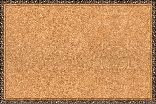 Amanti Art Natural Cork Board for Wall, 24x36 Vision Board with Bronze Frame, Large Corkboard Office Decor for Home Organization, Traditional Corkboard Pinboard to Display Items for Home Organization