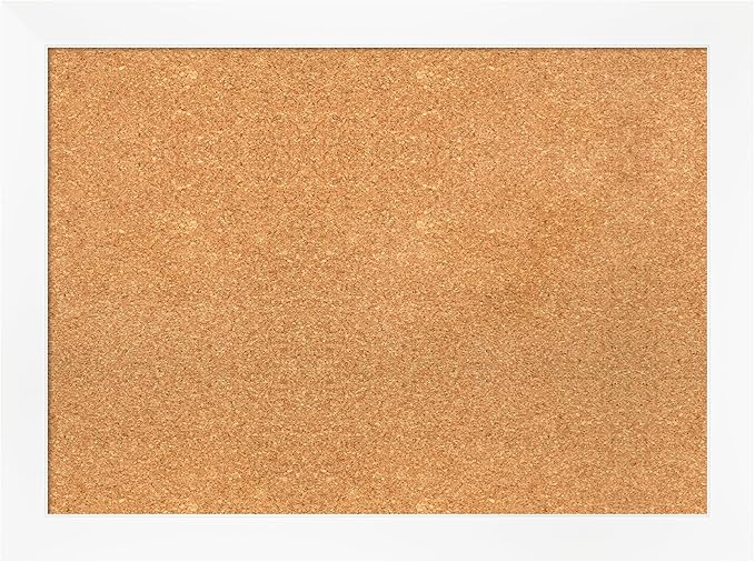 Amanti Art Natural Cork Board for Wall, 23x31 Vision Board with White Frame, Medium Corkboard Office Decor for Home Organization, Modern Corkboard Pinboard to Display Items for Home Organization in