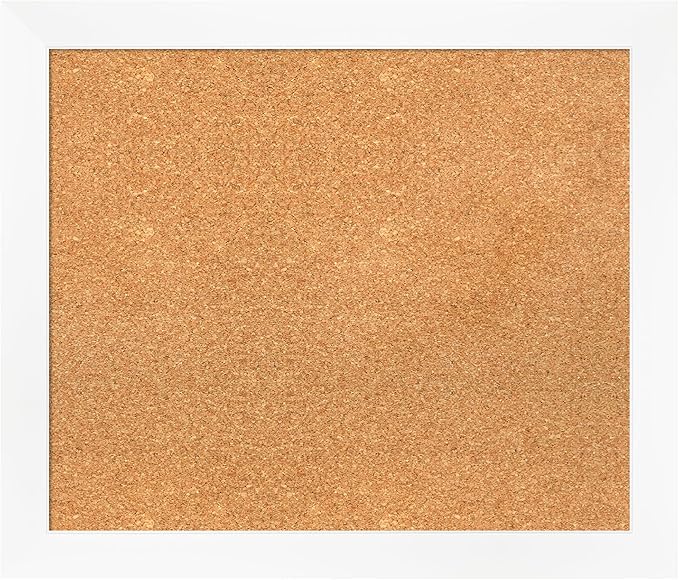 Amanti Art Natural Cork Board for Wall, 23x27 Vision Board with White Frame, Medium Corkboard Office Decor for Home Organization, Modern Corkboard Pinboard to Display Items for Home Organization in