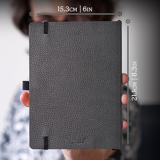 Dingbats* Wildlife Dotted Writing Journal Notebook A5 - Vegan Leather Softcover - Ideal for Work, Travel - Pocket, Elastic Closure, & Bookmark