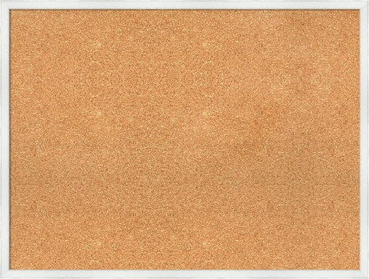 Amanti Art Natural Cork Board for Wall, 25x33 Vision Board with White Frame, Large Corkboard Office Decor for Home Organization, Country Rustic Corkboard Pinboard to Display Items for Home