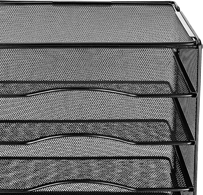 Amazon Basics 5 Slot Desk Rectangular Organizer Tray, Black, 13.6 x 9.5 x 12.8 inch