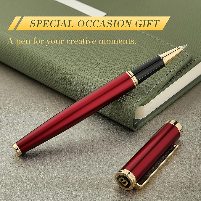 BEILUNER Luxury Rollerball Pen,24K Gold Trim,Noble and Elegant Designs,Schneider Ink Refill, Best Roller Ball Pen Gift Set for Men & Women, Professional, Executive Office, Nice Pens