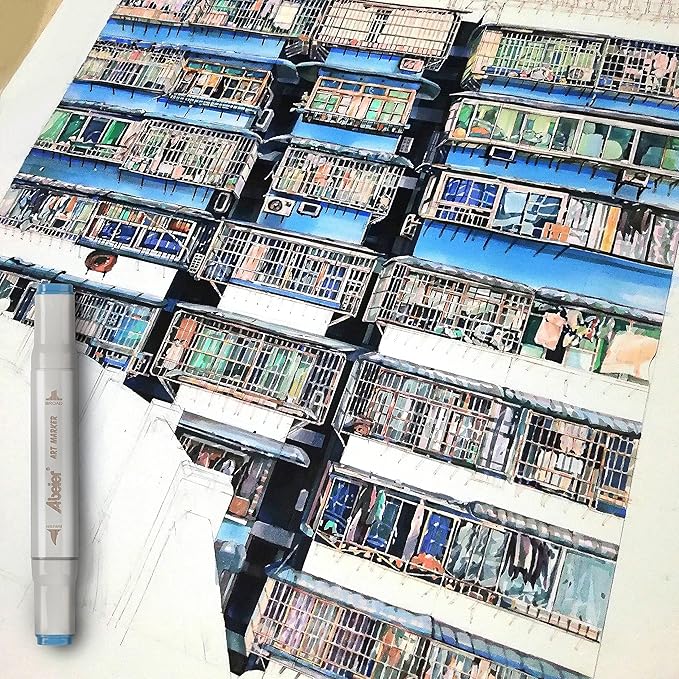 ABEIER 81 Colors Alcohol Markers - Brush & Chisel Dual Tip Sketch Markers, Plus 1 Blender, Permanent for Kids & Adults Coloring & Illustration